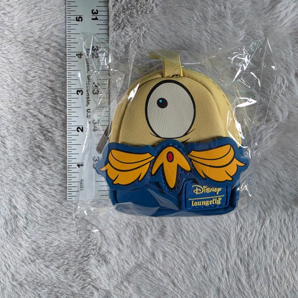 Loungefly Disney Cream Blue Yellow Mini Backpack Key & Card Holder NWOT - Picture 3 of 5